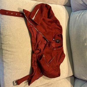 Red motorcycle jacket, non-leather soft